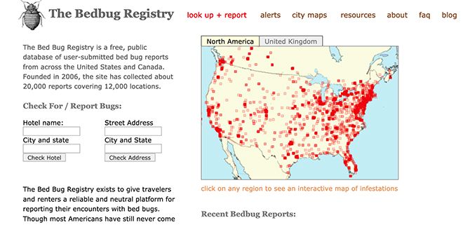 Bed Bug Registry Front Page
