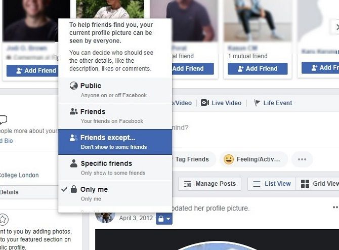 facebook post privacy setting