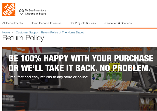 home depot returns without receipts