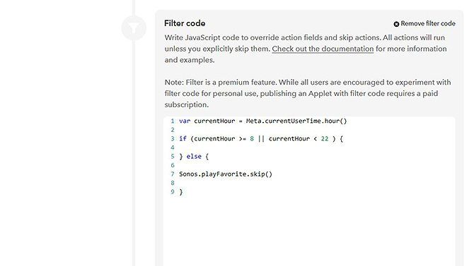 How to Use IFTTT Applets With Advanced Filters - filter code