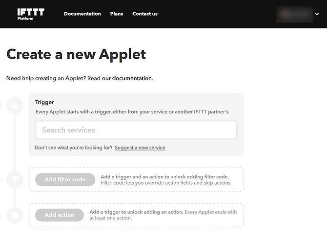 How to Use IFTTT Applets With Advanced Filters - create new applet
