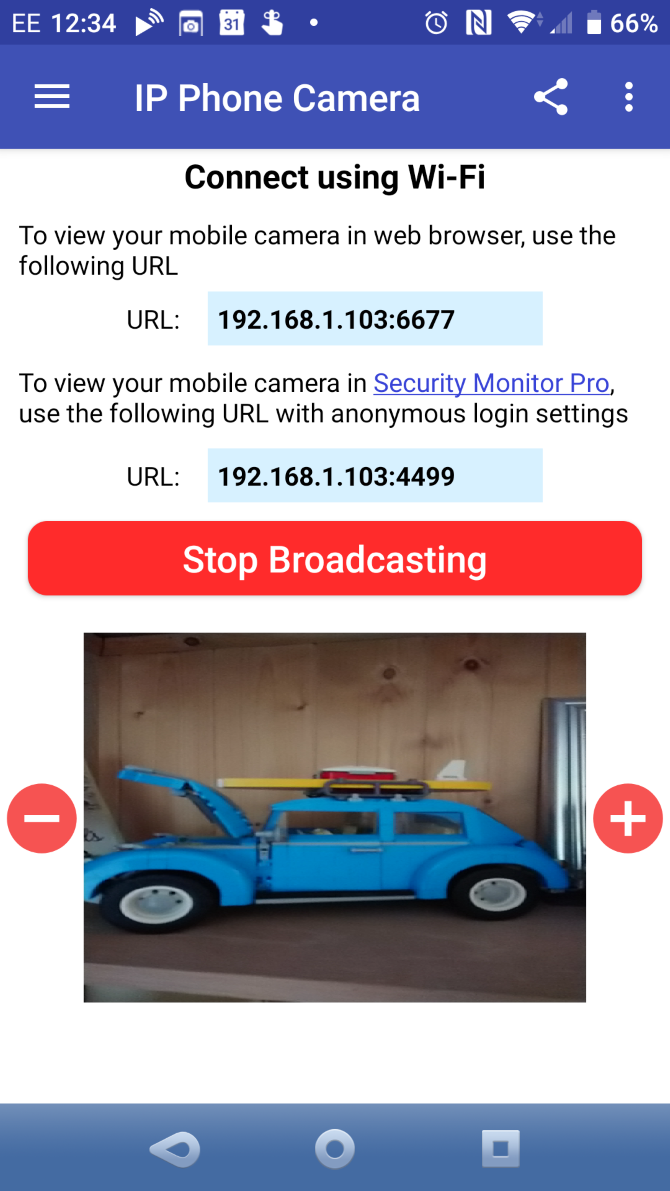 Broadcast with an IP webcam for Android