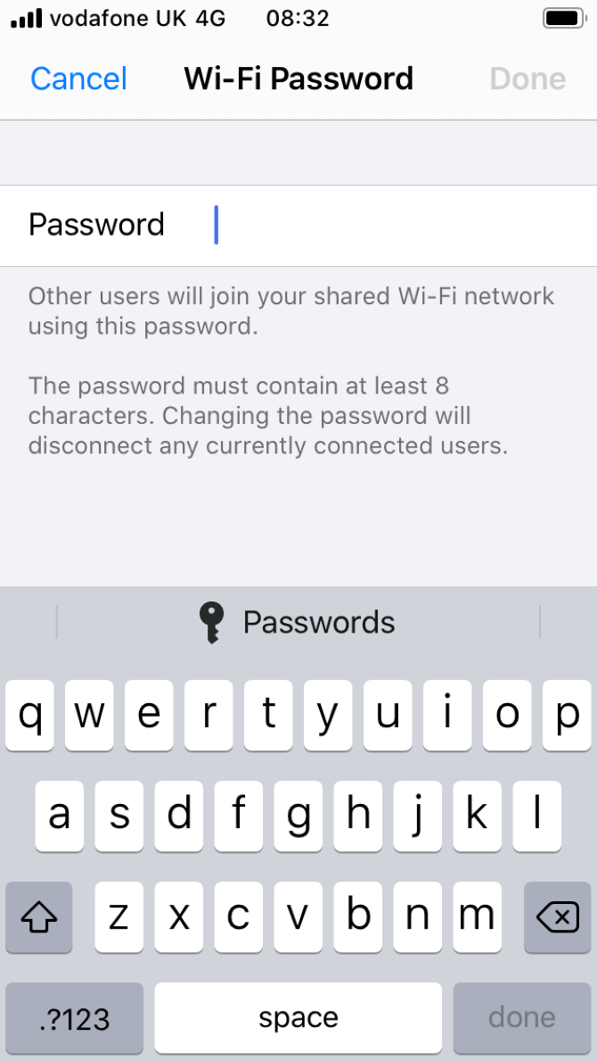 Set a password for your mobile router in iOS