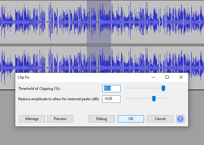 Enhance audio in Audacity by fixing distortion with Clip Fix