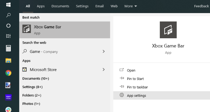 Check the app settings of the Xbox Game Bar