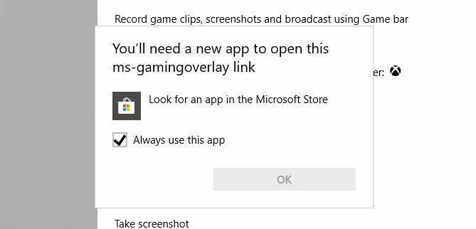 The Xbox Game Bar ms-gamingoverlay error