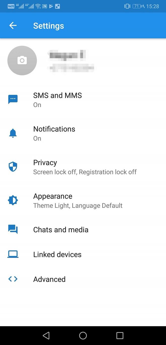 signal app settings menu