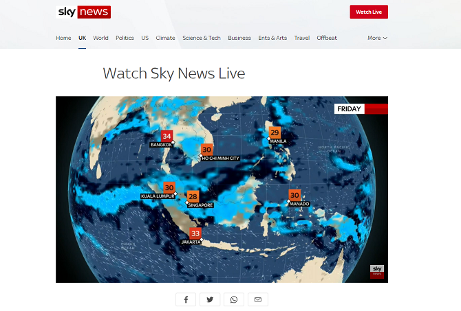 Capture d'écran de la chaîne de télévision Sky News