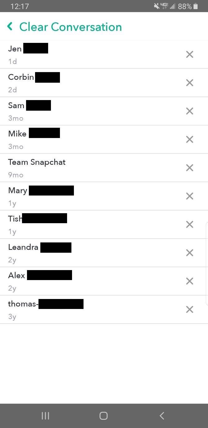 Snapchat Conversation List