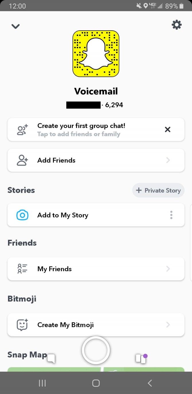 Snapchat Profile Screen