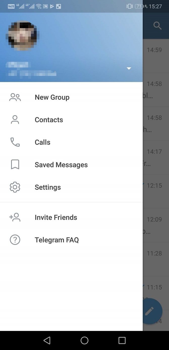telegram messaging app user options