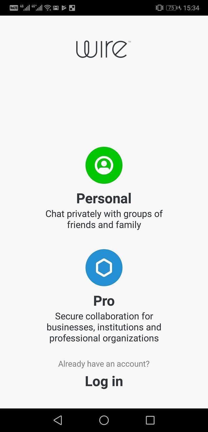 wire messaging app account choices