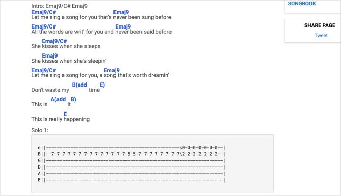 Chordie page showing This Is It guitar chords