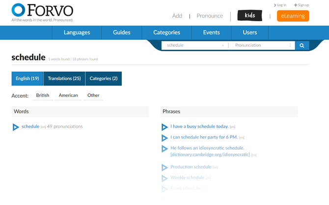 Forvo is an online pronunciation guide