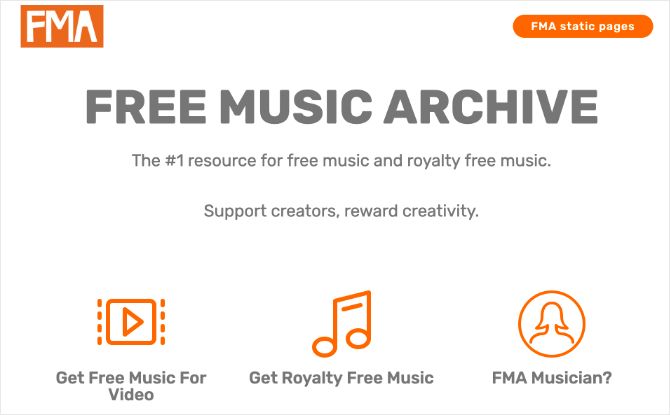 Free Music Archive home page