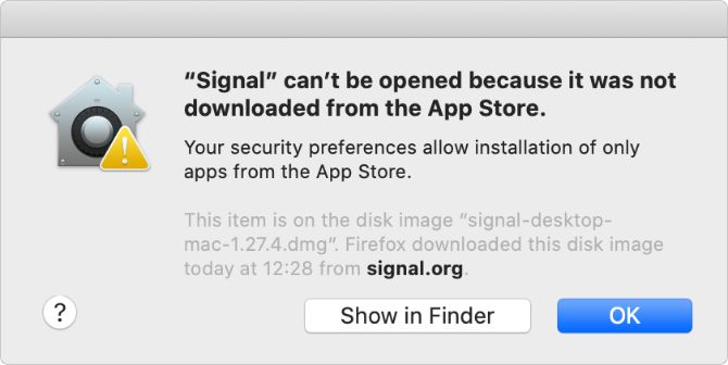 Gatekeeper blocking Signal app from opening on a Mac