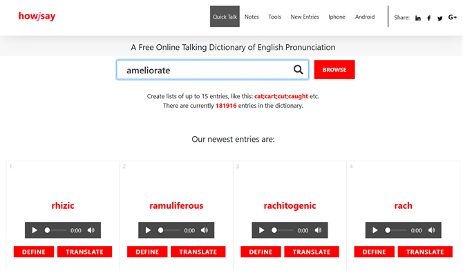 Howsjay is a free web-based talking dictionary of English Pronunciation
