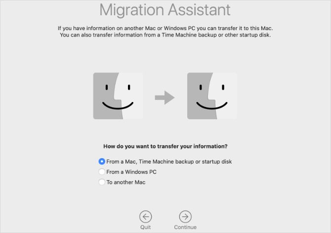 Migration Assistant transfer options