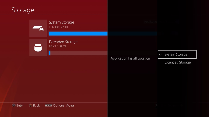 PS4 Choose Storage Location