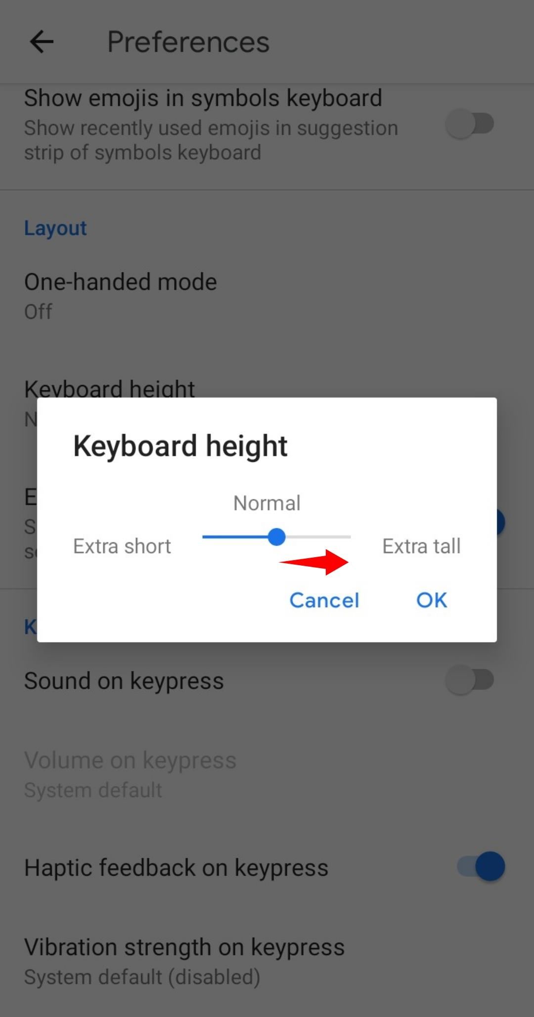 Adjusting the keyboard height