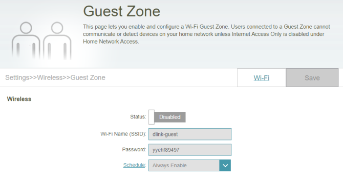 d-link guest wifi option