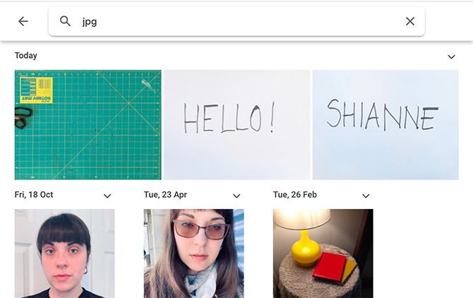 Search Google Photos by File Type