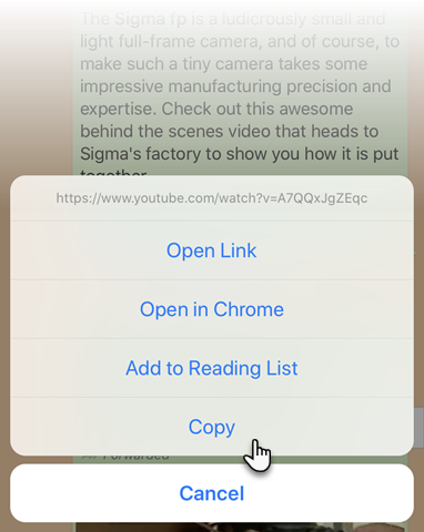 Copy and paste URL links in the iPhone