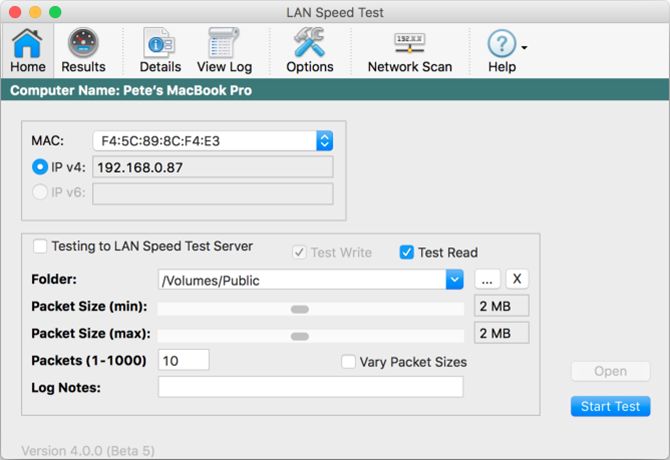 A screenshot of the boot tab in LAN Speed ​​Test