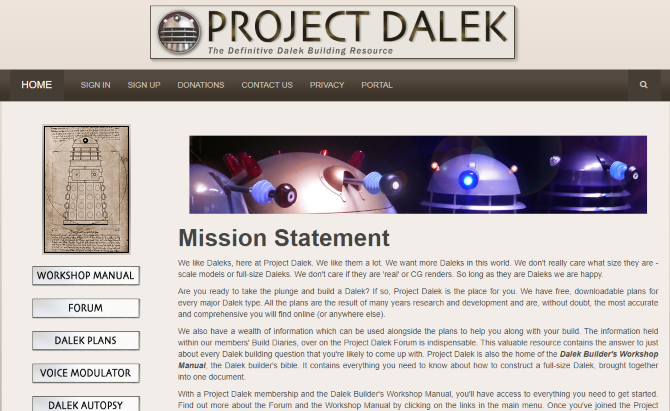 Doctor Who sites include Dalek building instructions