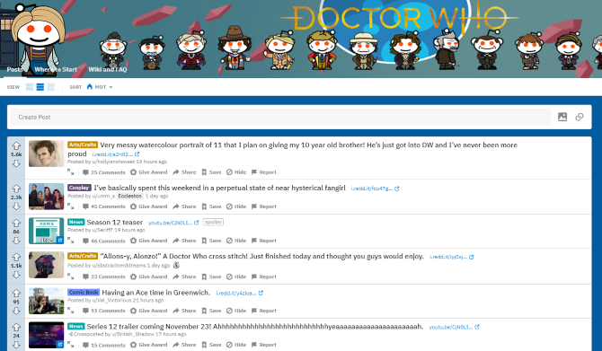 Find other Doctor Who fans online at Reddit