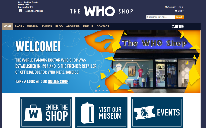 Get Doctor Who merchandise at the Who Shop