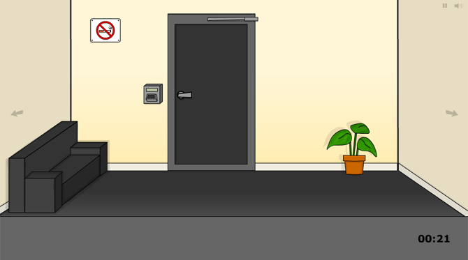 A screenshot of the locked door in Escape the Office 2015