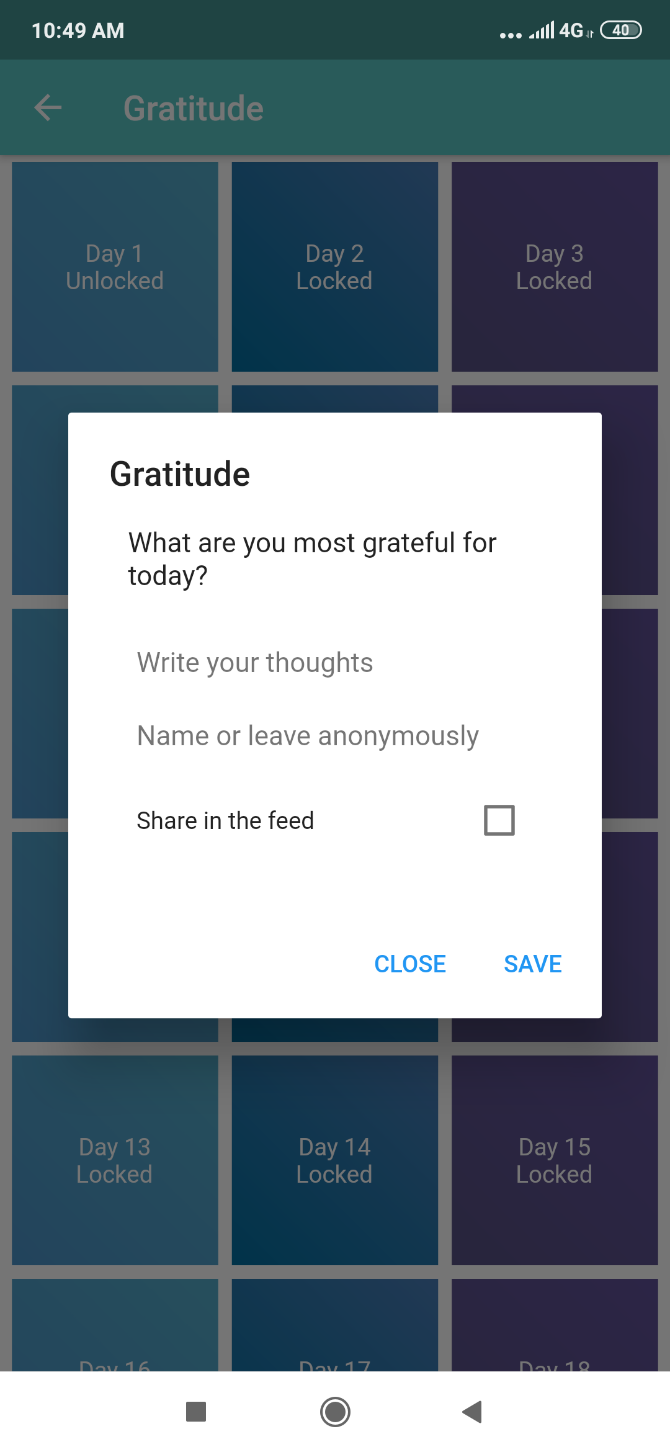 Each day, you get a new task, like writing in a gratitude journal