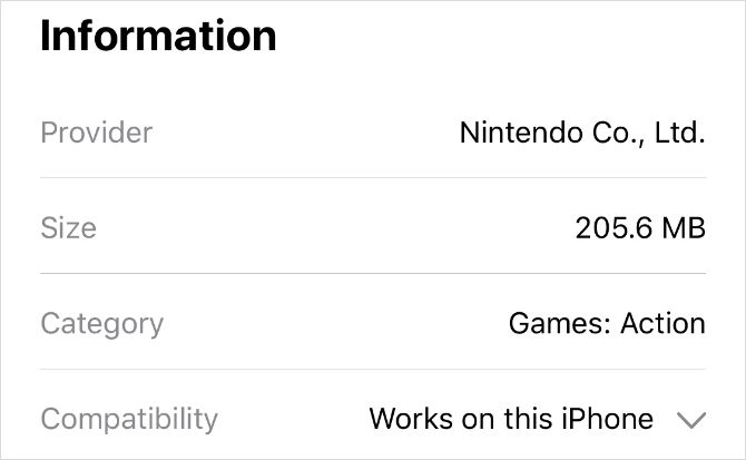 App Store Information with Compatibility details