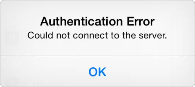 autentiseringsfel iPhone alert