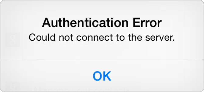 błąd uwierzytelniania alert iPhone