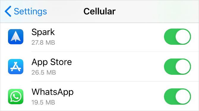 Cellular settings with App Store turned on