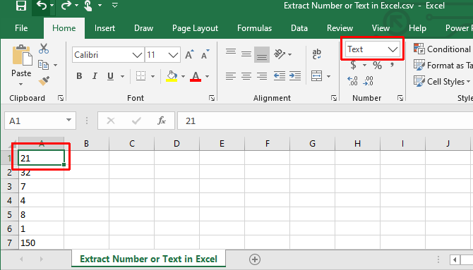 Numbers formatted as text in Excel.
