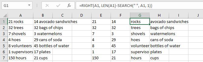 Excel Separate Numbers and Text With LEFT and SEARCH Functions