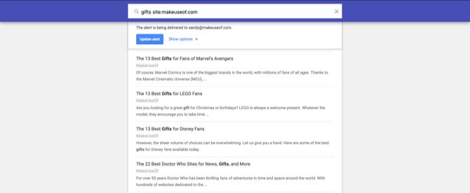 Google Alerts Gifts MUO