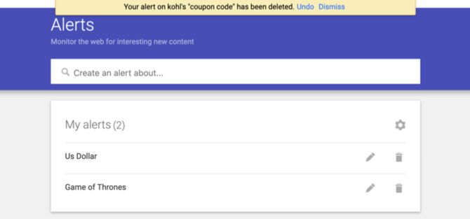 Google Alerts Delete Alert