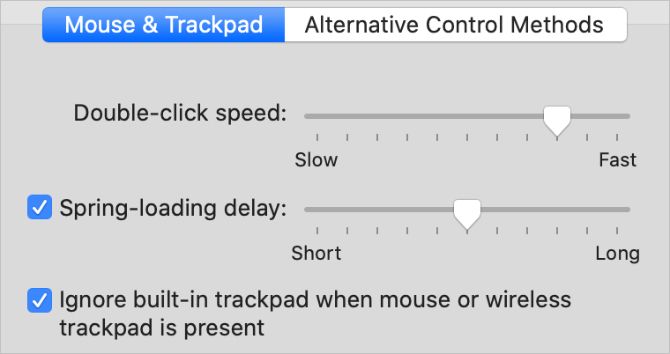 what is spring loading delay in mac mouse settings
