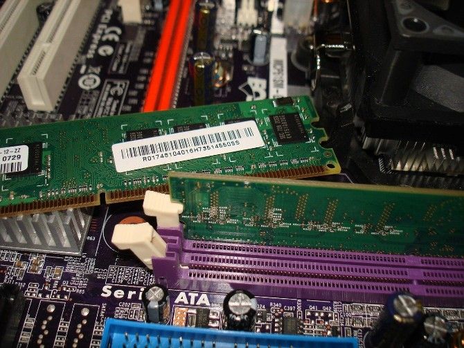 RAM on a motherboard