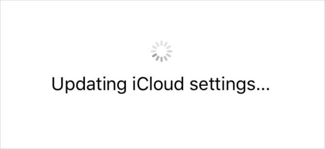 ekran aktualizacji ustawień iCloud