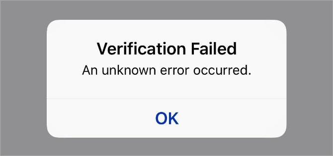 verifieringen misslyckades iPhone alert