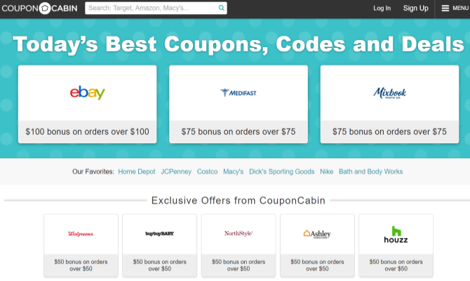 CouponCabin Coupon Codes Site
