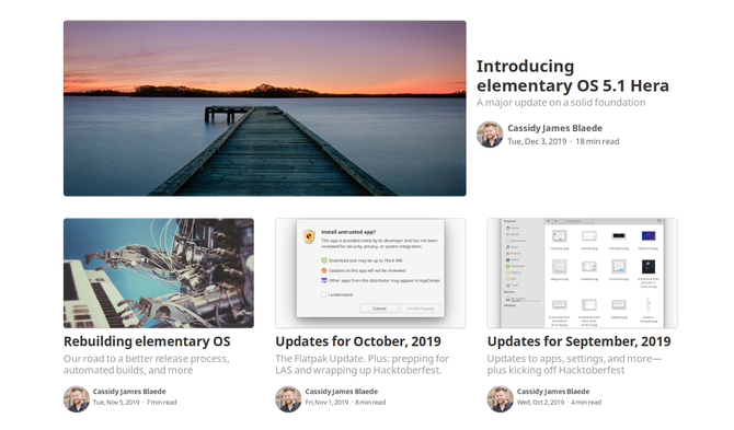 elementary blog featuring various desktop update