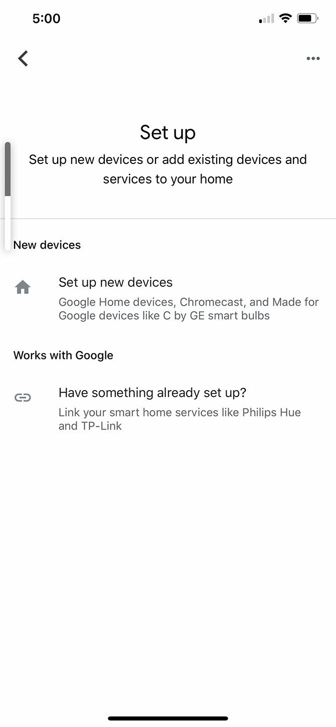 Setting up new devices in the Google Home app