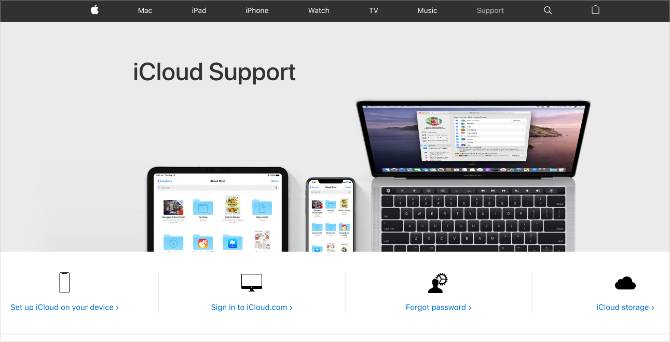 Witryna wsparcia iCloud Apple