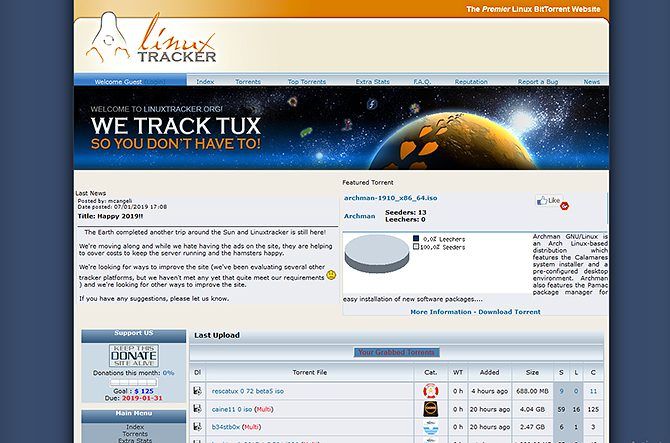 legal torrents - linux tracker